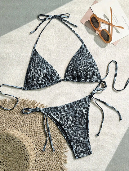 Maillot de bain imprimé bikini sexy femme, style été, col suspendu, mode haut de gamme, sport, plage, princesse, baignade