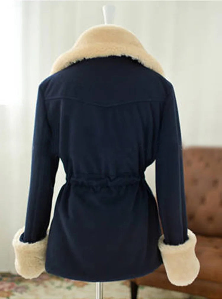 Giacche autunnali e invernali da donna Casual Solid Slim spessa doppiopetto College Wind giacche di cotone femminili