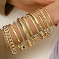 Set da dieci pezzi di eleganti gioielli con bracciale per banchetti nuziali color oro e argento folk bohémien retrò a faccia larga