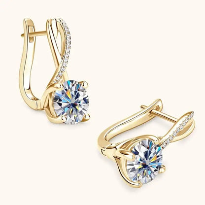 Taoyu D2.0CT Moissanite Drop Hie Orecchini in vero argento da donna Cerchi placcati in oro Orecchino infinito Gioielli da sposa certificati