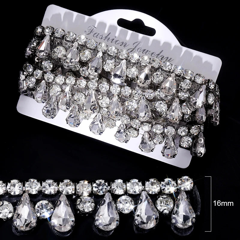 Ducrystal 1 metro motivo strass nastro hot fix vetro cristallo strass trim catena per scarpe fai da te, borse, abiti decorazione