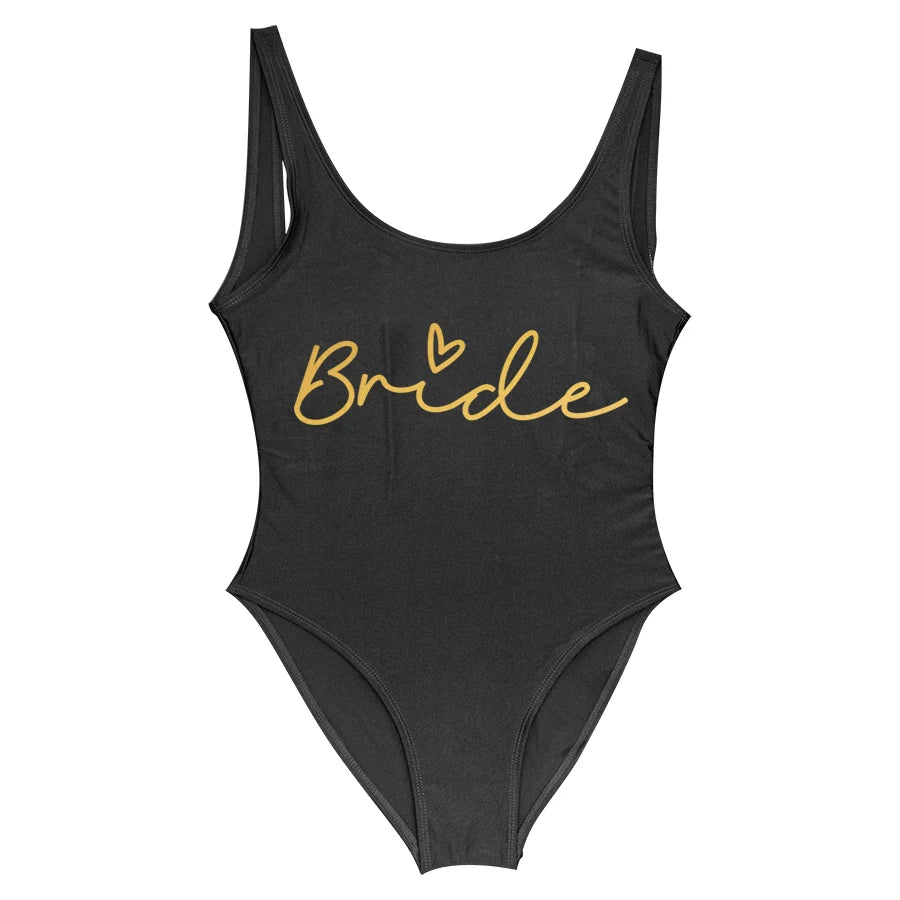 S-3XL Maillot de bain blanc une pièce Équipe de la mariée Maillot de bain de fête de célibataire pour femme Maillot de bain de poule Maillot de bain de piscine