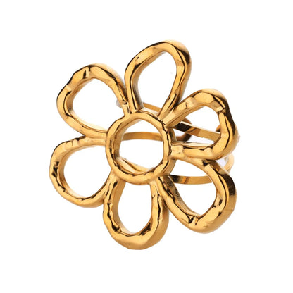 Anelli con fiori grandi esagerati in acciaio inossidabile per le donne Anello da dito con girasole color oro Regalo di gioielli estetici di moda femminile