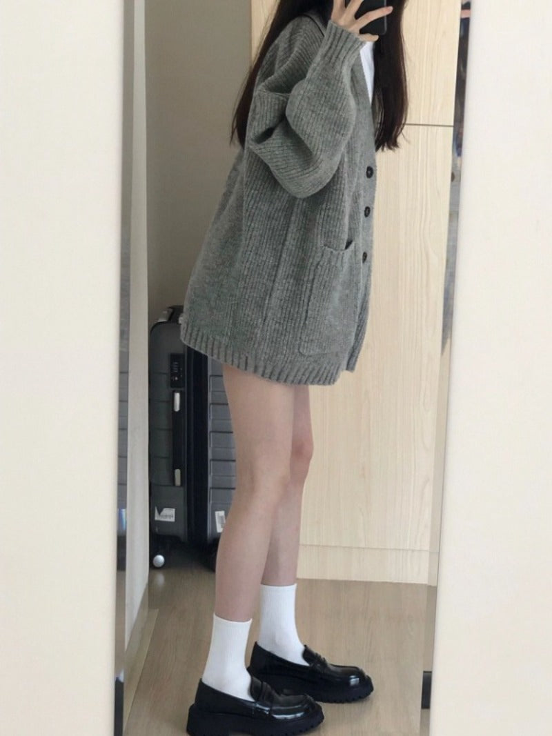 Cardigan maglione donna autunno inverno cappotti moda femminile manica lunga scollo a V giacche lavorate a maglia larghe cardigan maglione casual
