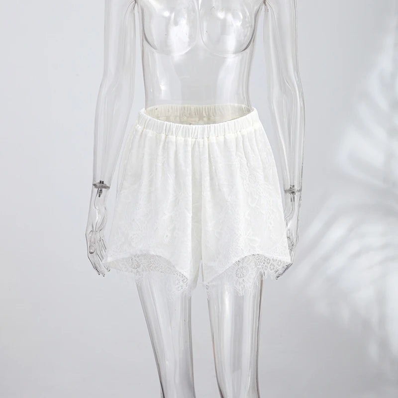 Pantaloncini Corti in Velluto con Inserti in Pizzo Sexy, Vita Alta Elastica, Mini Shorts Larghi da Donna, Nuova Collezione Estiva 2026, Streetwear Femminile