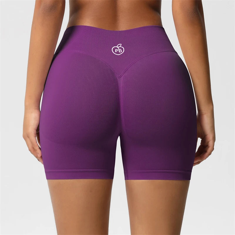 Pantaloncini sportivi modellanti a tre sezioni di vita da donna Pantaloncini sportivi senza cuciture per donna Ciclismo Jogging Fitness Vita alta Push Up