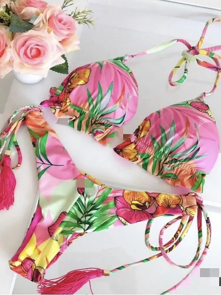 RUOTONGSEPT Sexy Print Bikinis Set Women Swimsuit Bandage Two-Piece Swimwear Brazilian Biquínis Beachwear Bathing Suit 2023 New