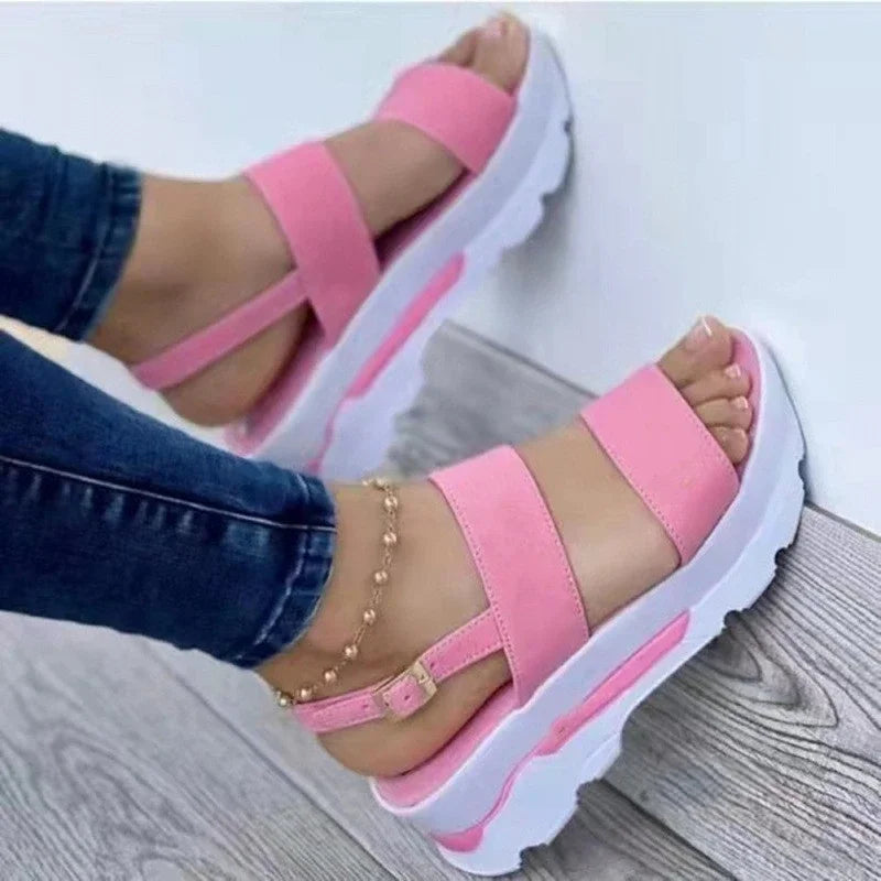 2025 Sandali estivi per le donne Sandali con plateau moda Zeppa Scarpe casual Sandali con tacco leggero Mujer Infradito Zapatos
