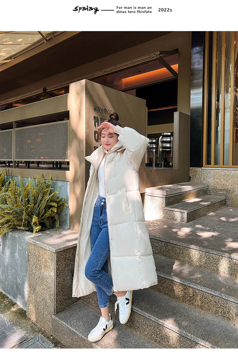 Cappotto freddo da donna invernale parka giacca imbottita lunga con cappuccio Plus Size cappotto Super caldo capispalla da neve all'ingrosso a buon mercato coreano