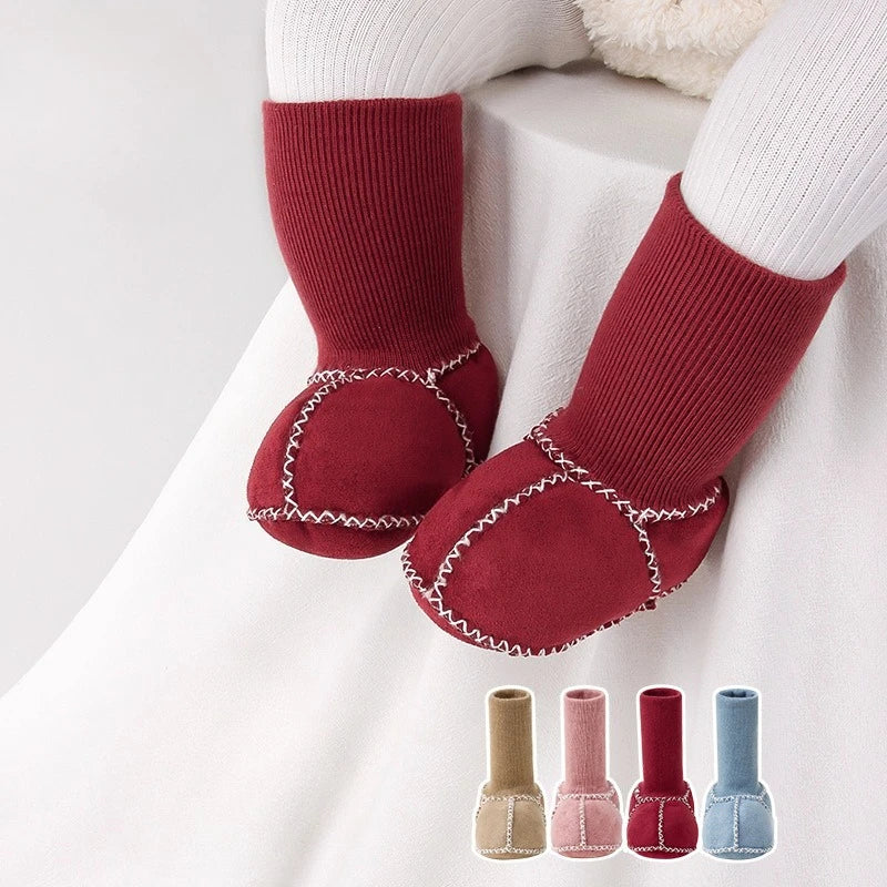Scarpe spesse in pelle scamosciata per bambini Neonati Stivaletti caldi in peluche invernale Stivaletti per ragazze in pelliccia Pelle di pecora unisex Bambini Ragazzo Primi camminatori