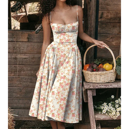 Elegante abito longuette con cinturino per spaghetti da donna Party Slim A Line Solid Bretelle Abiti da donna Nuova moda primavera estate Abiti sexy