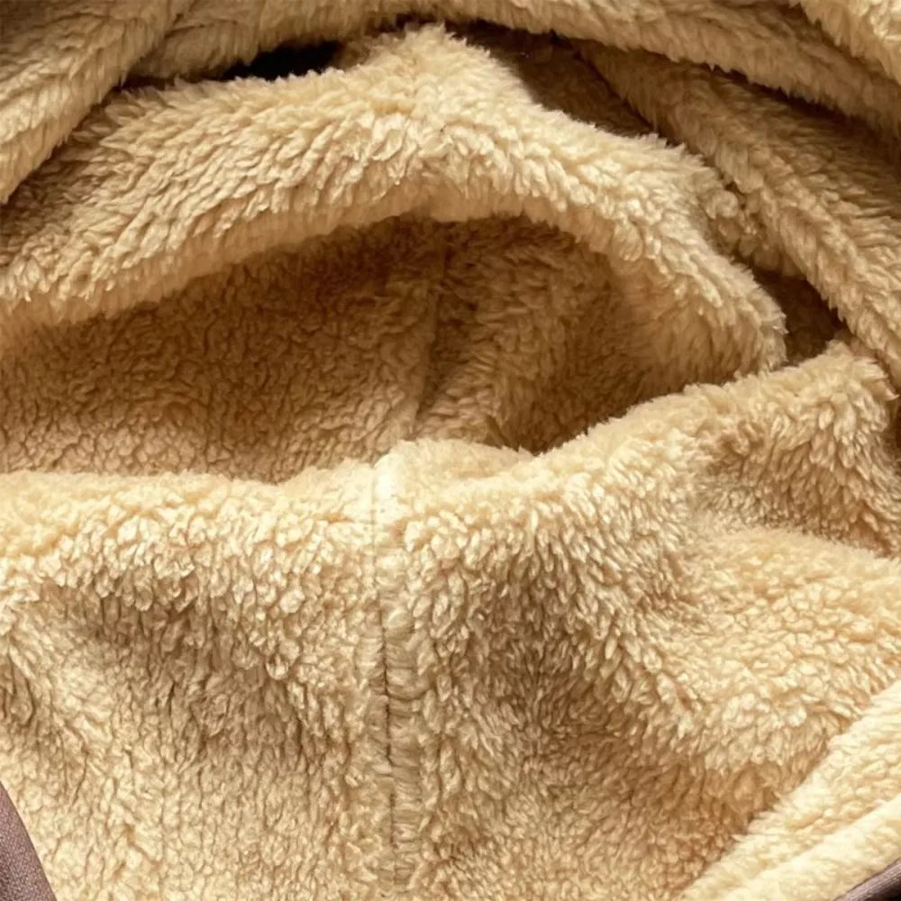 Elegante cappotto invernale da donna con stampa geometrica audace Calda giacca con cappuccio foderata in pelliccia per la stagione fredda Chic Streetwear Abbigliamento quotidiano