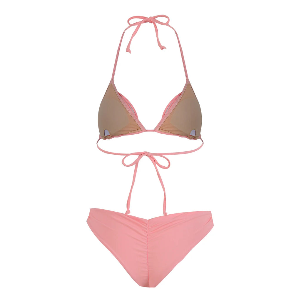 2025 Nuovo Fasciatura Strisce Bikini Brasiliano Costumi da Bagno Costume da Bagno da Donna Due Pezzi Set Femminile Sexy Lace up Mujer Beachwear Estate
