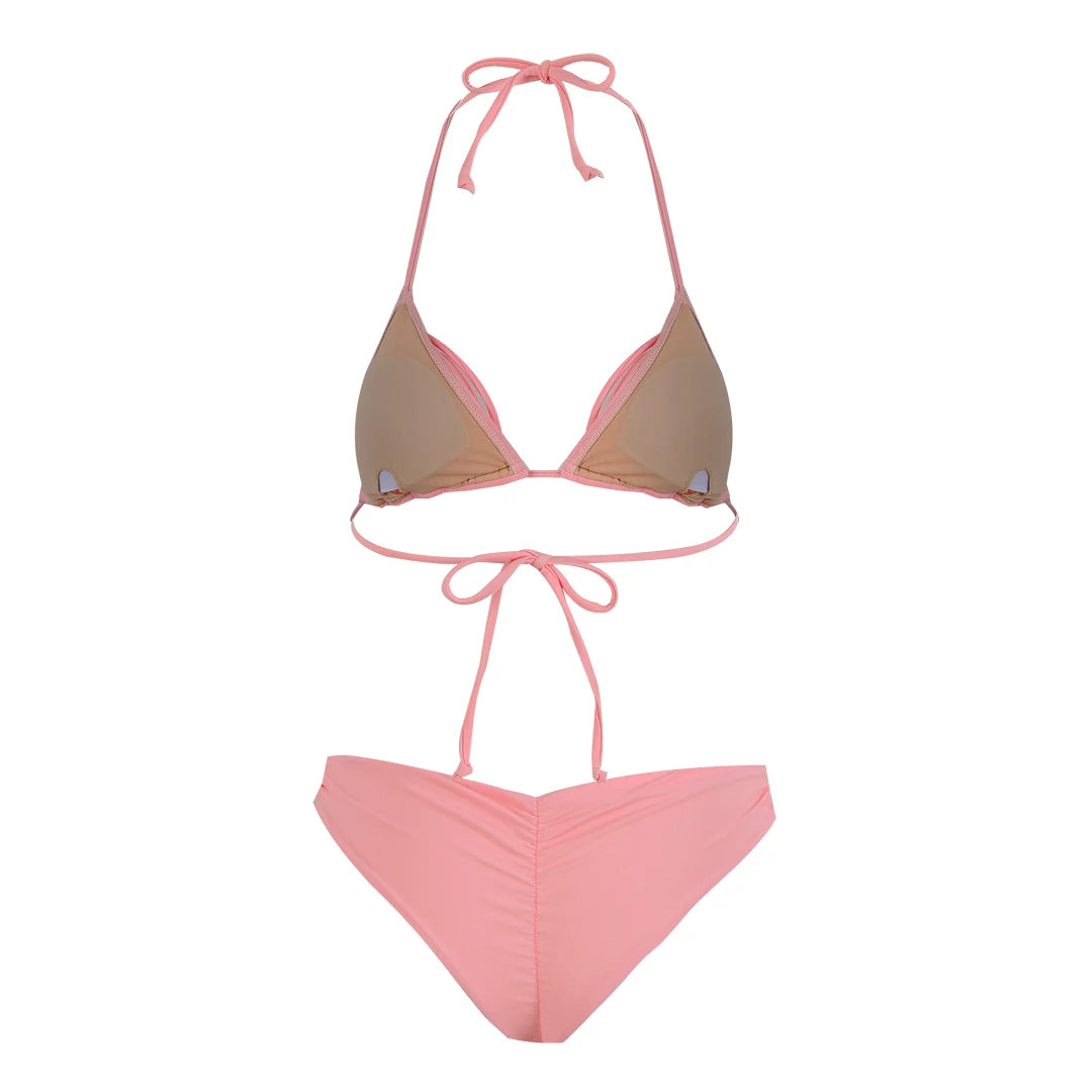 2025 Nuovo Fasciatura Strisce Bikini Brasiliano Costumi da Bagno Costume da Bagno da Donna Due Pezzi Set Femminile Sexy Lace up Mujer Beachwear Estate