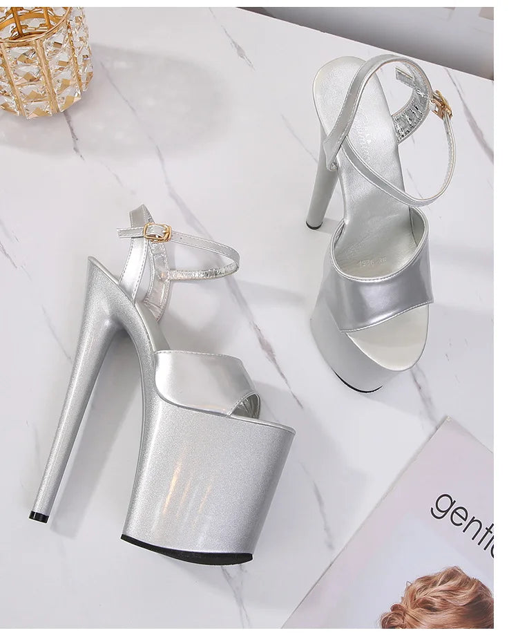 Women Sexy Show Sandals 20 CM High Heels Sexy Platform Color Sandals Girls 8Inch Super High Heels Shoe for Party Club Stripper