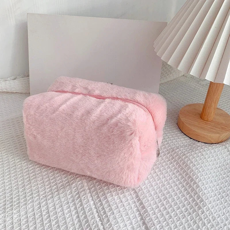 Borse per il trucco in pelliccia di leopardo per le donne Borsa per cosmetici da viaggio morbida Custodia per organizer Custodia per borse da donna per ragazze