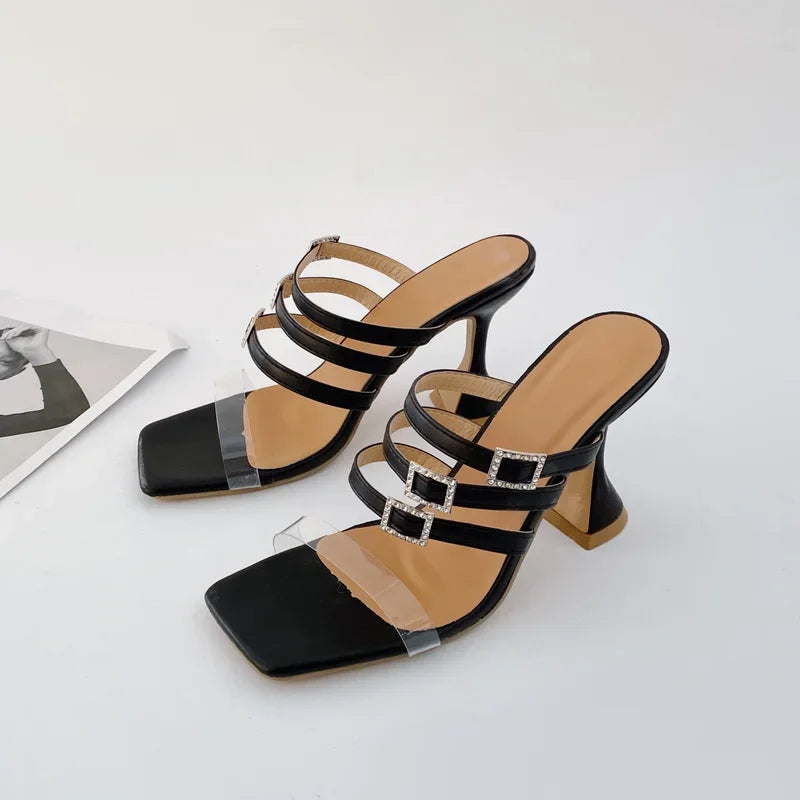 Sommer-High-Heel-Sandalen, sexy Pumps für Damen, Schnallen-Pumps, offene Zehen-Pumps, ultrahohe Absätze, Pumps im Römer-Stil, reife Damenschuhe