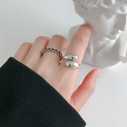 Anelli con goccia d'acqua liscia in argento sterling 925 per donna Anello aperto in oro 18 carati Anelli per coppie di nozze Regalo di gioielli estetici