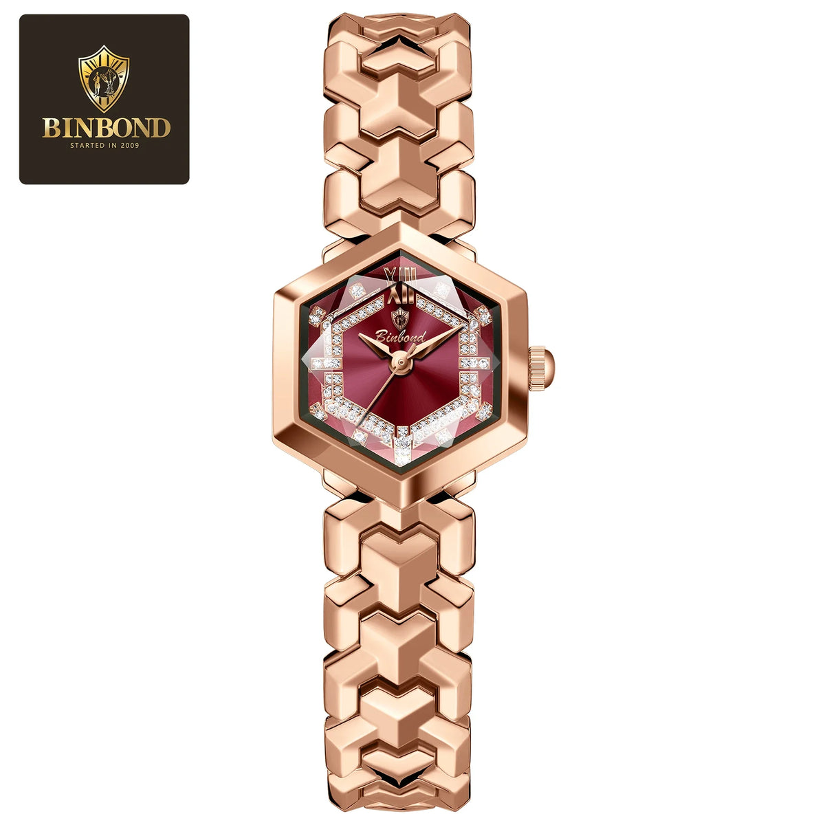 BINBOND Orologi da donna eleganti delle migliori marche Orologio da polso da donna con specchio a rombo alla moda Orologio al quarzo originale con quadrante con diamanti impermeabile