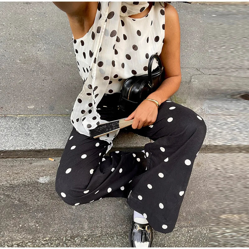 Abito a pois alla moda da donna, slim, a maniche lunghe, girocollo, a vita alta, lungo fino al pavimento, Nuova Collezione Primavera Estate 2026, Stile Bohemien
