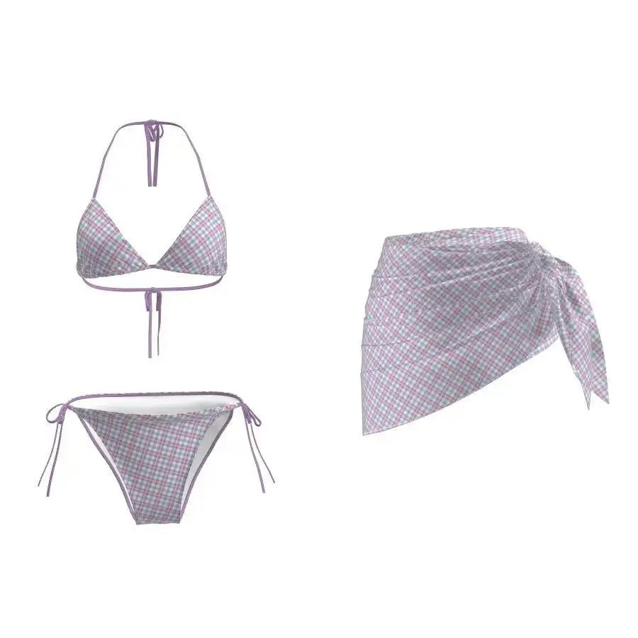 Femme Sexy Chic Fille Maillot de Bain Plage Bikini Ensembles Soutien-Gorge Halter à Lacets + Short Vintage 2025 Tenue de Bain Été Nouvelle