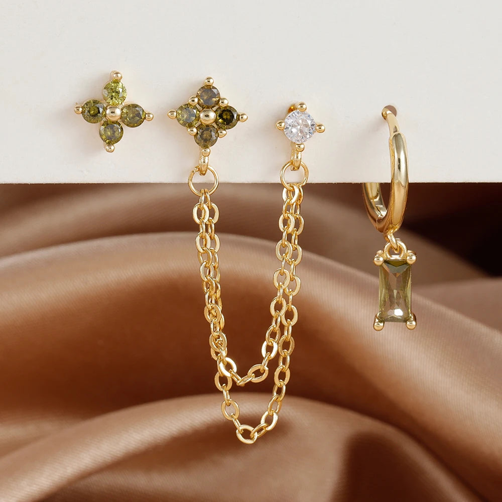 3 pezzi squisiti orecchini in acciaio inossidabile con 12 costellazioni di pietre portafortuna set per orecchini penetranti della cartilagine da donna gioielli di moda