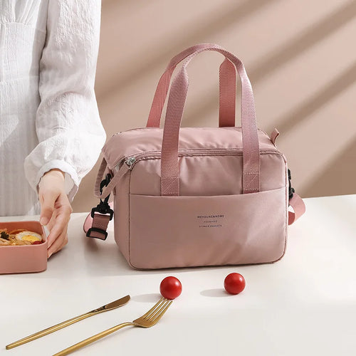 Borsa da pranzo portatile per donna OL Borsa da pranzo termica isolata Tote Cooler Borsa Bento impermeabile Borse a tracolla per alimenti da ufficio