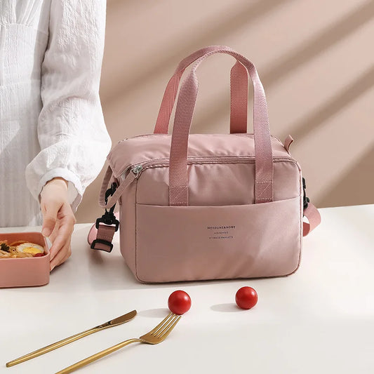 Borsa da pranzo portatile per donna OL Borsa da pranzo termica isolata Tote Cooler Borsa Bento impermeabile Borse a tracolla per alimenti da ufficio