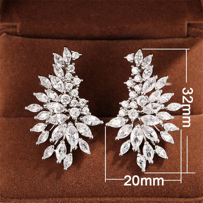 Huitan Orecchini a bottone con zirconi scintillanti da donna Splendidi accessori per piercing all'orecchio alla moda per la festa nuziale femminile Nuovi gioielli