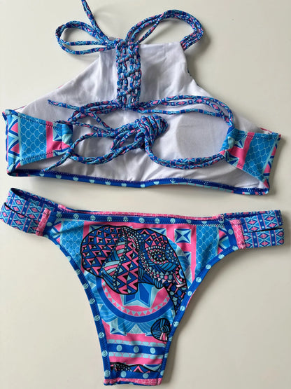 Melphieer Col roulé Débardeur Court Bikini Crochet Bikini Ensemble Maillots de Bain Femme Maillot de Bain Femme Tenue de Plage 2025 Monokini Maillot de Bain