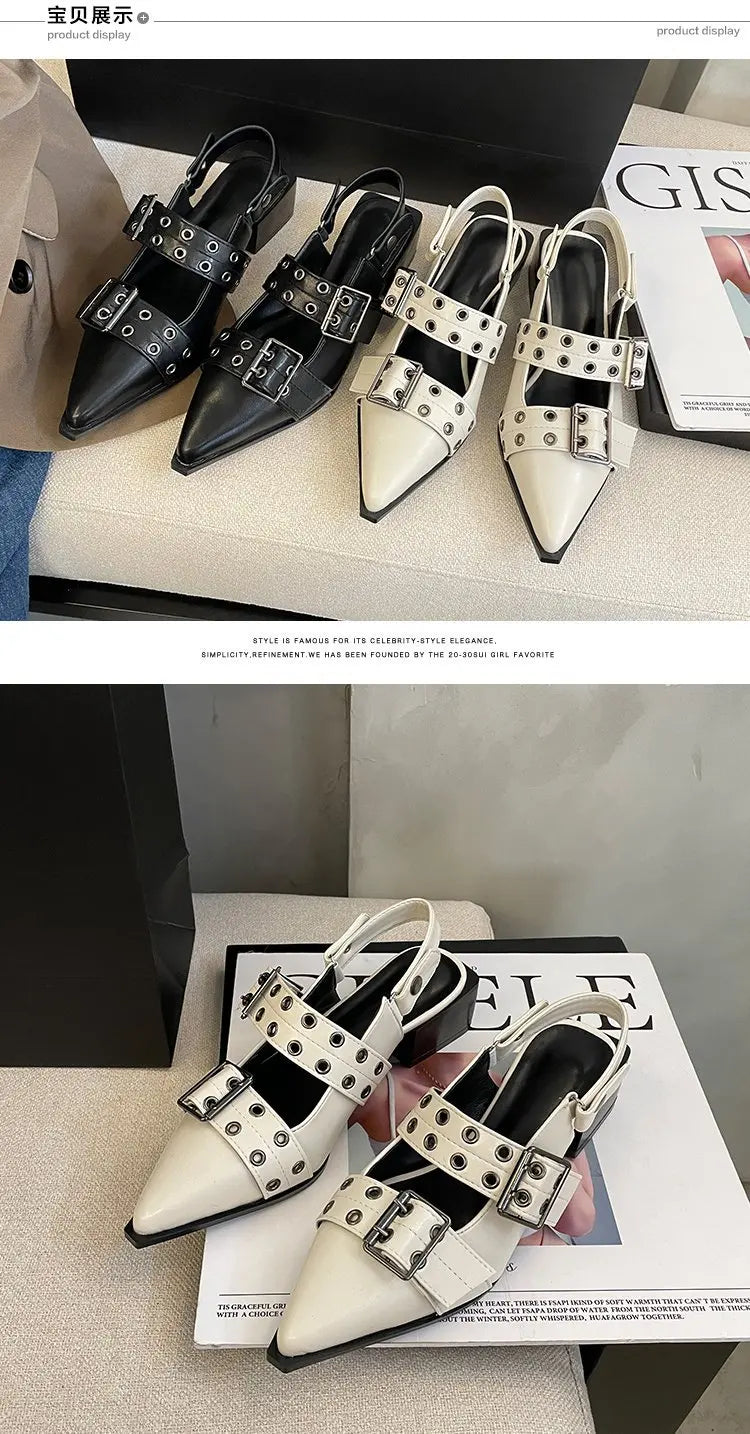 2023 Damen Sommersandalen Damen Ballerinas Spitznieten Einzelne Schuhe Plateau Damen Sandalen zapatos de mujer Trend