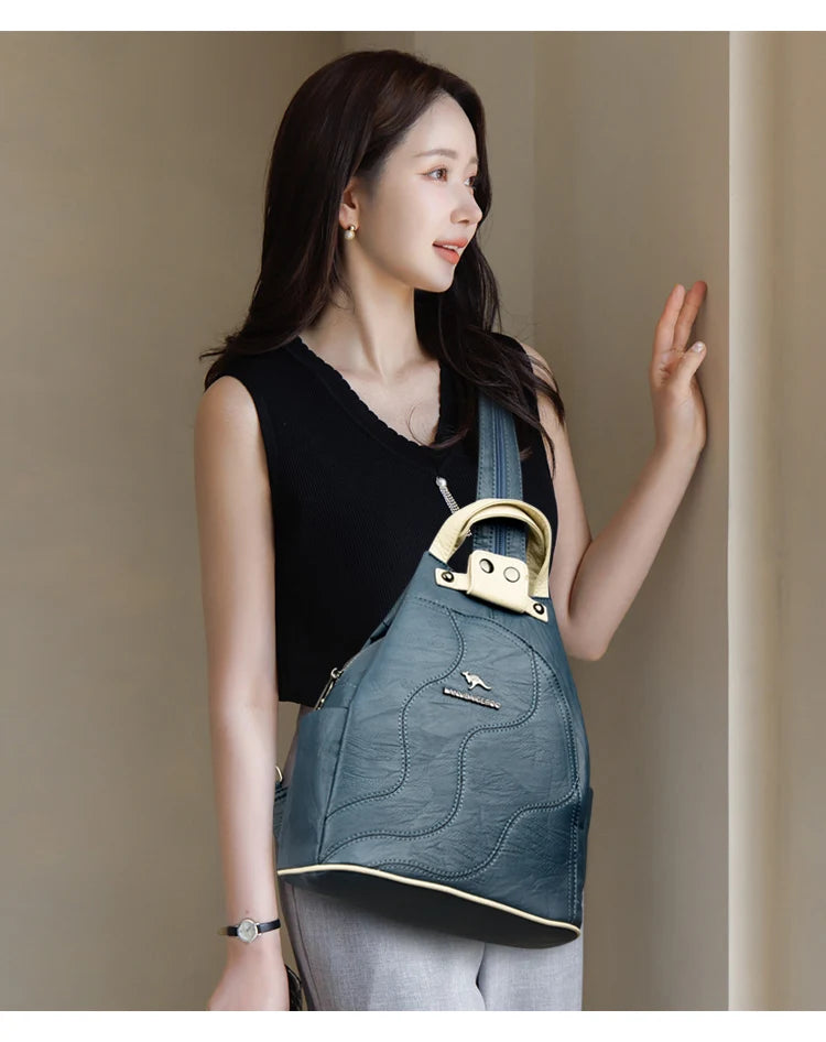 Zaini in pelle da donna Borsa da petto femminile con cerniera Zaino da viaggio Zaino da donna Mochilas Borse da scuola per ragazze adolescenti Sac A Dos