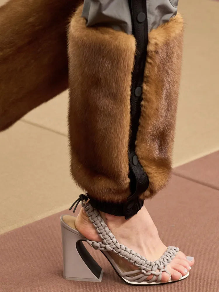 Sandali Estivi da Donna con Tacco Alto Intrecciati, Stile Europeo e Americano, Moda Runway Plus