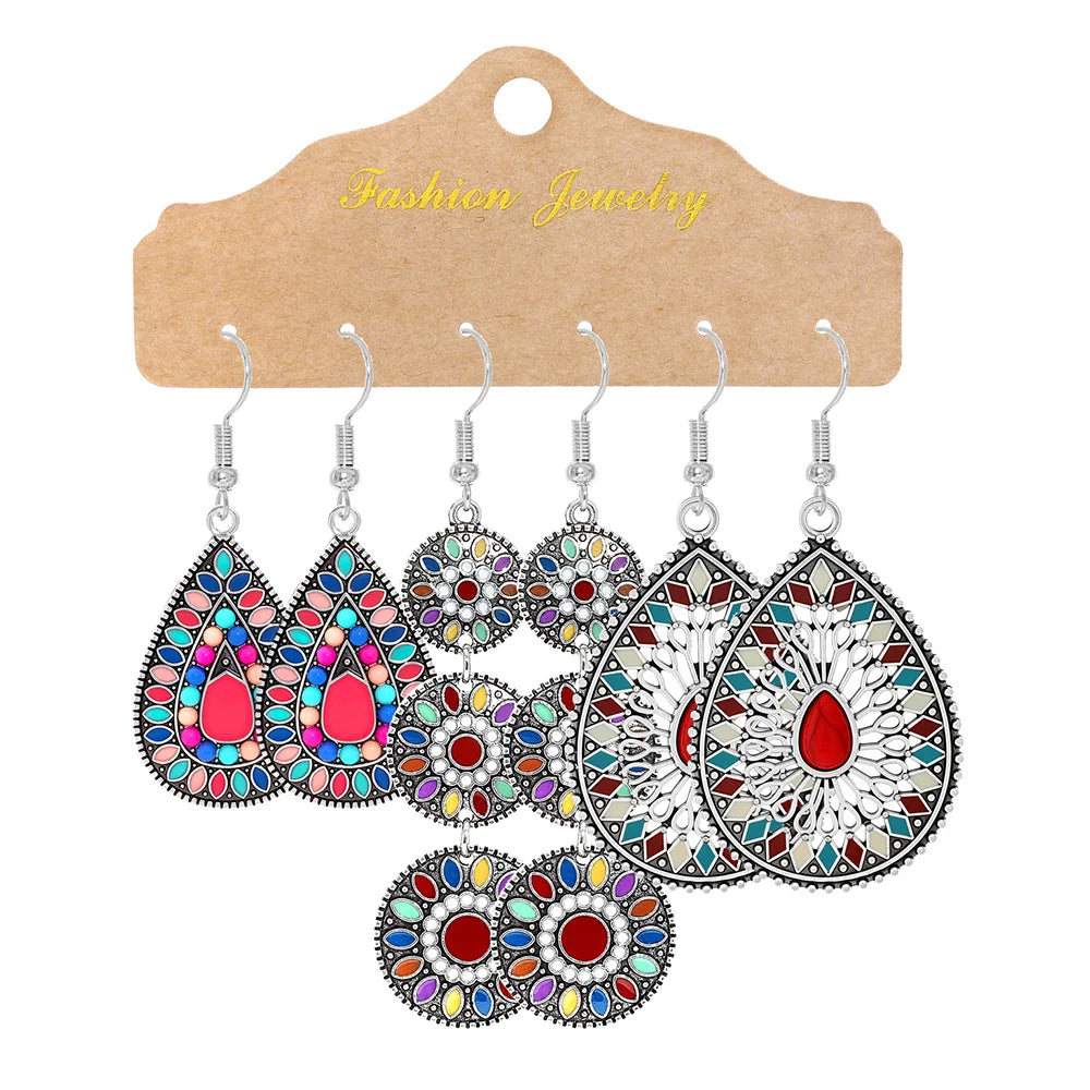 Orecchini da donna multi-stile stile Boho Forma geometrica Ciondola i gioielli dell'orecchio abbinano vari regali per decorazioni per feste