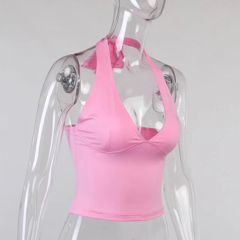Top sexy con spalle scoperte da donna 2025 Club Party Outfits Guaina Pure senza maniche Bare Back Sexi Top corto estivo da donna