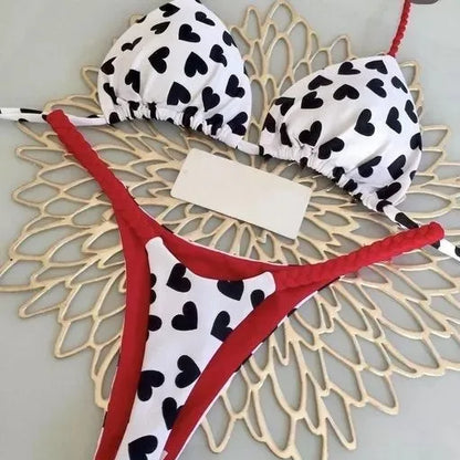 Nouveau bikini femme à imprimé fendu Maillot de bain mode G-string Vacances à la plage