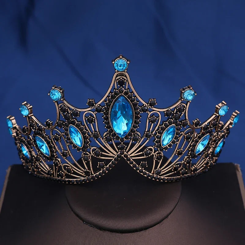 Corona da sposa Barocca Vintage Principessa Regina Copricapo Tiara di cristallo per le donne Corona da sposa Accessori per capelli Gioielli