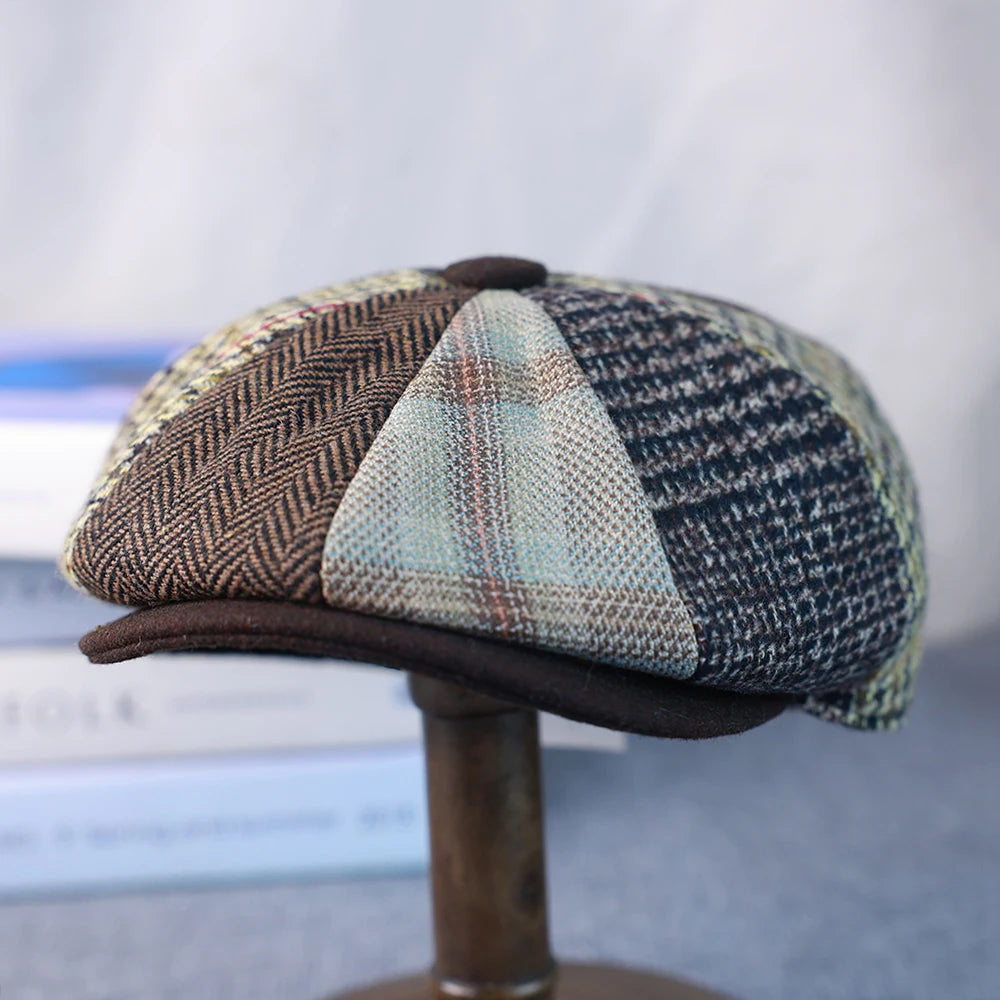 Primavera Autunno Inverno Uomo Classico Splicing Cappelli Ottagonali Retro British Newsboy Cap Gatsby Donna Uomo Berretti Berretto 005