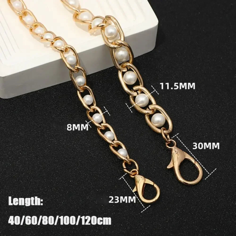 30/60/120CM Borsa a catena con perline Tracolla lunga e corta di ricambio Borsa a tracolla Chiusura Corda di perle Donna Borse a tracolla Zaino Accessori