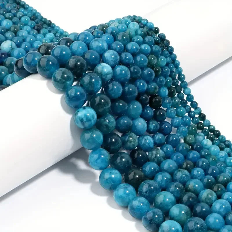1 filo di perline di pietra di apatite blu naturale 4/6/8/10mm perline di gemma rotonde per braccialetti fai da te creazione di gioielli con perline all'ingrosso