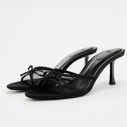 Damen Sommersandalen Elegante Sandalen Damen High Heels Mode Schmetterling Knoten offene Zehen Hausschuhe High Quality Marken Designer Damenschuhe