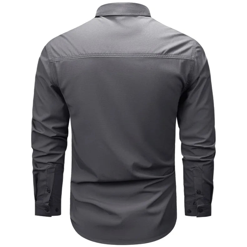 Camicia a maniche lunghe da uomo primavera autunno Camicie da lavoro tattiche da uomo Top Camicie cargo da pesca per escursionismo multitasche da esterno ad asciugatura rapida