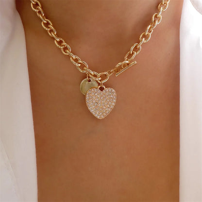 Collana con ciondolo moneta con ritratto di testa a catena spessa con piatto in oro punk vintage per gioielli hip-hop geometrici multilivello di moda da donna