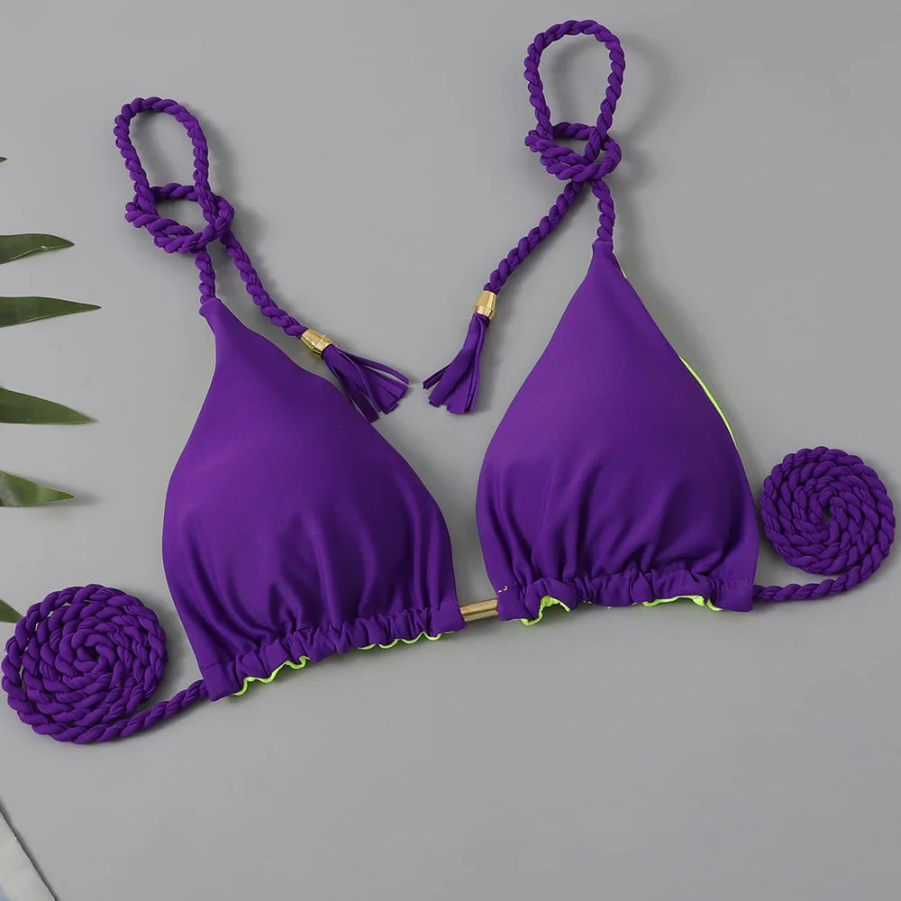 Costume da bagno donna bikini set bikini sexy con coulisse costumi da bagno leopardo due pezzi costume da bagno costume da bagno bikini con lacci biquinis