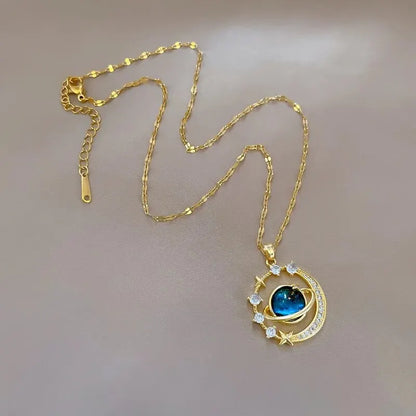 Collana in Acciaio Inossidabile con Ciondolo a Forma di Pianeta e Cielo Stellato, Elegante e Versatile
