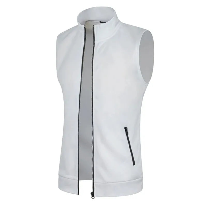 Cappotti senza maniche con cerniera da uomo autunno maglioni dolcevita da esterno traspirante tinta unita streetwear giacca gilet uomo top atletici