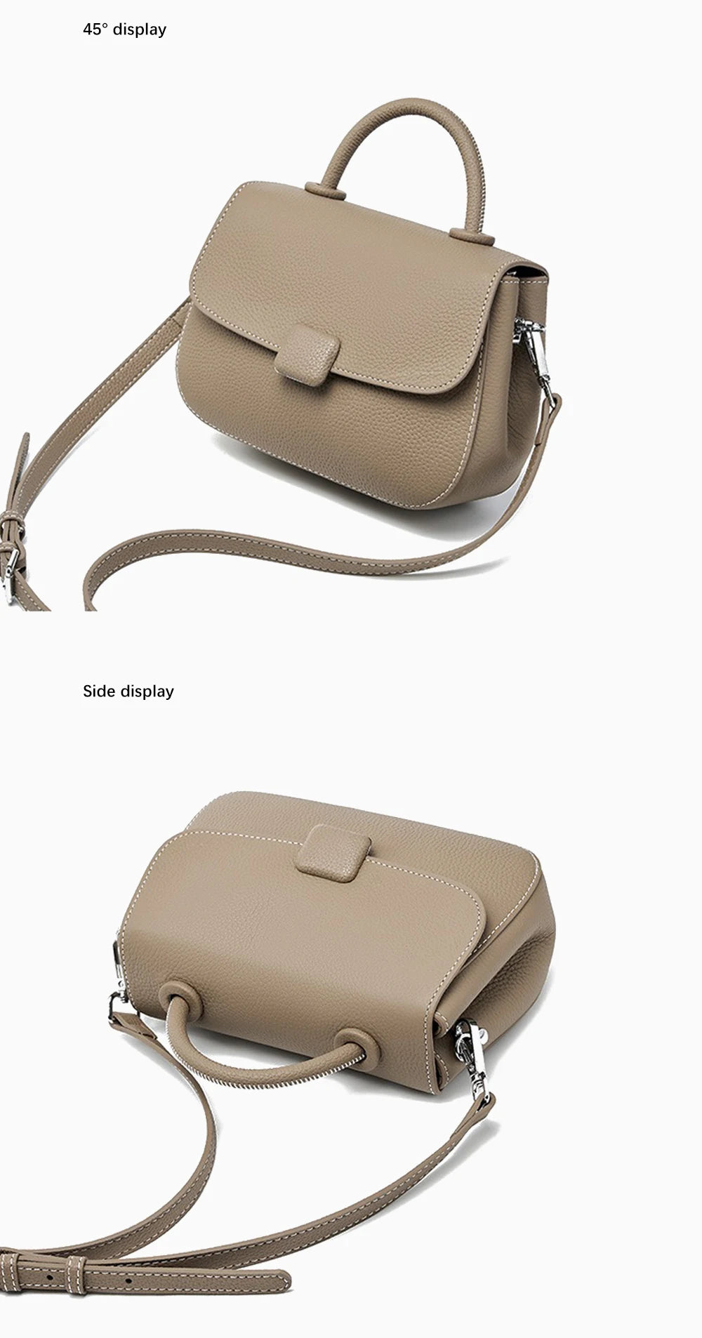 Zency Borsa a tracolla piccola semplice in vera pelle con manico superiore Borsa a tracolla firmata da donna Borsa a tracolla Bolsa 2025 Sac