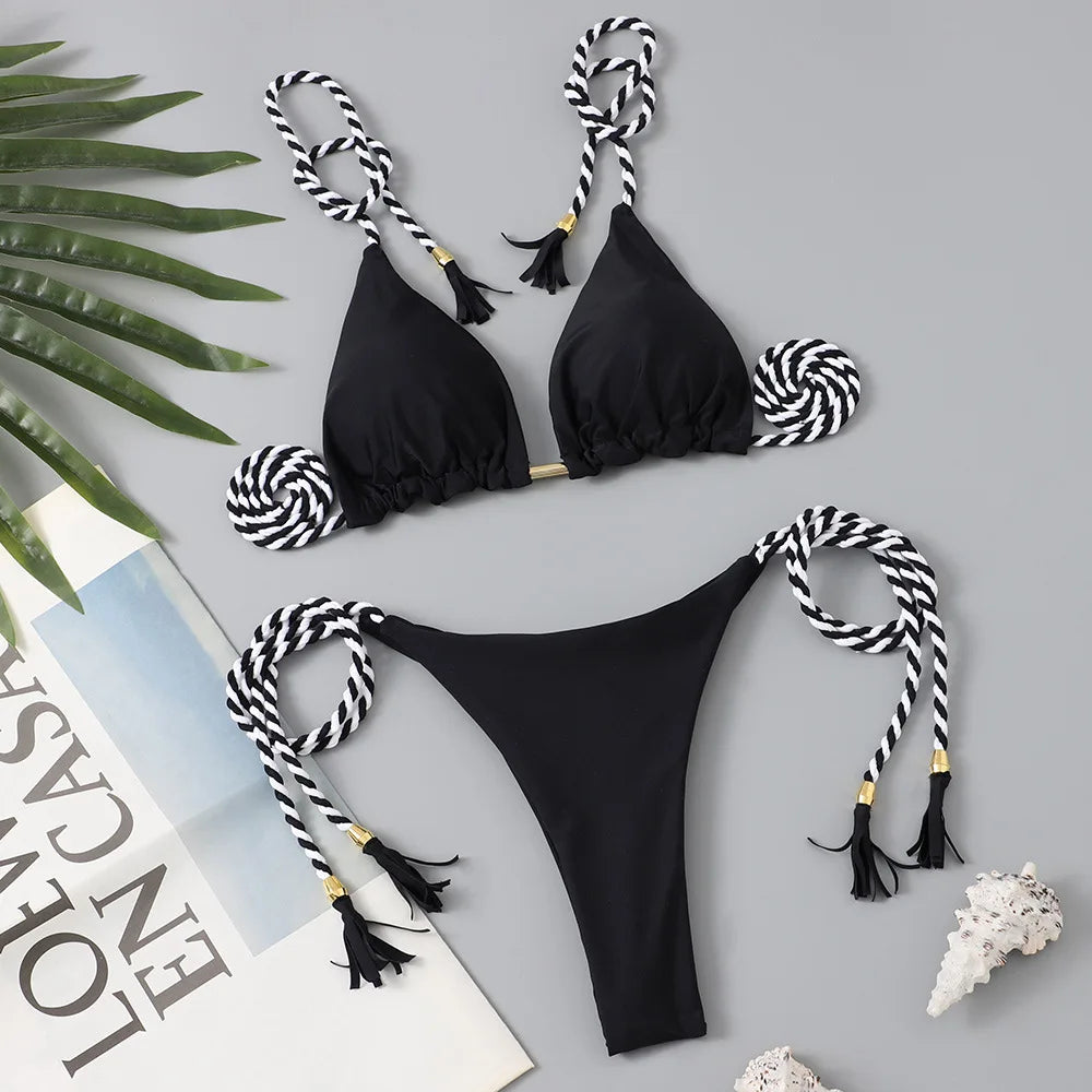 Costume da bagno donna bikini set bikini sexy con coulisse costumi da bagno leopardo due pezzi costume da bagno costume da bagno bikini con lacci biquinis
