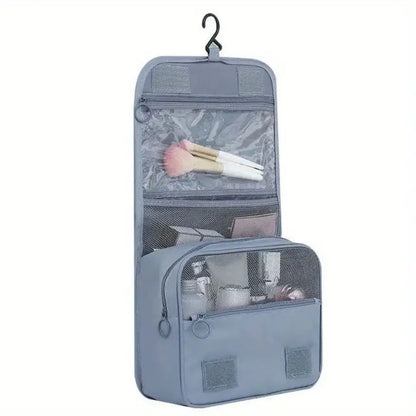 Borsa da Toilette Portatile con Gancio, Multifunzionale, Impermeabile, Resistente all'Usura, Multi-Strato, Grande Capacità, per Trucchi