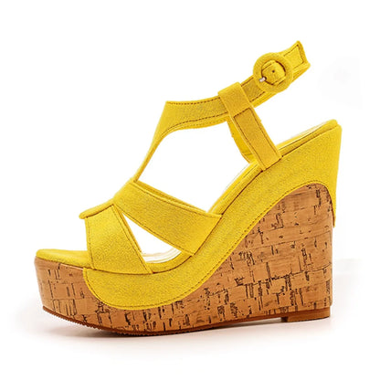 Sandali con plateau Summer Fashion Women Bohemia Style tacco alto bocca di pesce Peep Toe zeppe scarpe per le donne Sandalias De Mujer